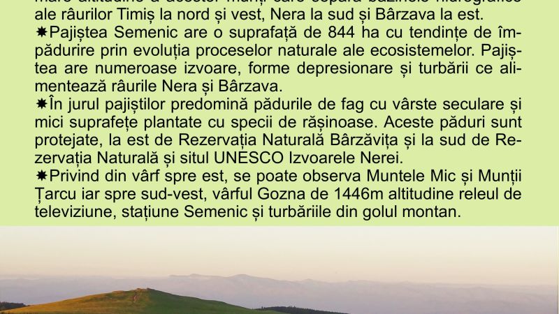 Belvedere V&acirc;rful Semenic altitudine:1446,4 m.